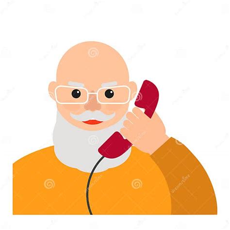 An Elderly Old Man Talking On The Phone Vector Flat Illustrat Stock