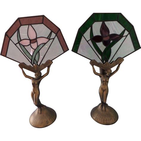 This Is A Wonderful Pair Of Art Deco Stained Glass Fan Lights They Are Made By The Loevsky