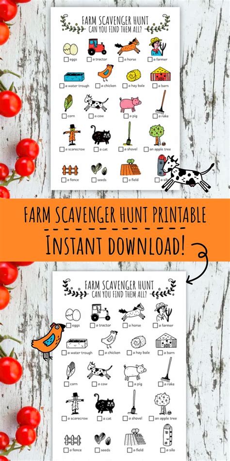 Farm Scavenger Hunt For Kids Outdoor Kids Activities And Kids Etsy In