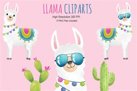 Llama Clipart Cute Llama With Cactus Graphic By ATdesigns Creative