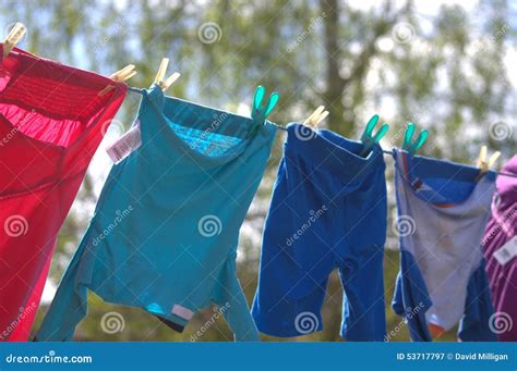 Clothes On Washing Line Stock Image Image Of Chores 53717797