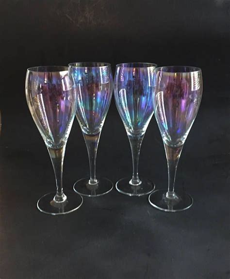 Crystal Wine Glasses Iridescent Set Of 4 Fostoria Iridescent