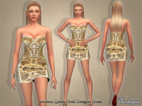 Modern Queen Gold Designer Dress By Cleotopia At Tsr Sims 4 Updates