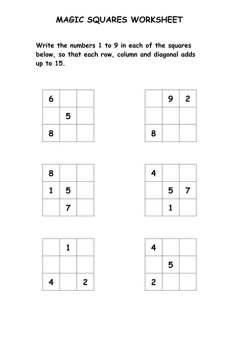 The goal of the game is to arrange the tiles correctly the company that develops magic square 15 puzzle is hriston media. Magic Squares Puzzle Worksheet by ryansmailes - Teaching ...
