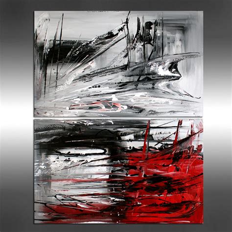 Red Modern Painting Abstract Art Red Black White By Largeartwork
