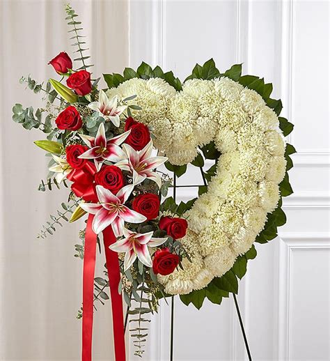 Always Remember Floral Heart Tribute Red Rose And Lily 1800flowers