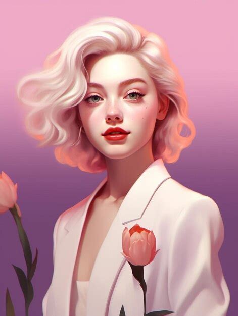 Premium Ai Image A Woman With Blonde Hair And A Pink Flower In Her Hair
