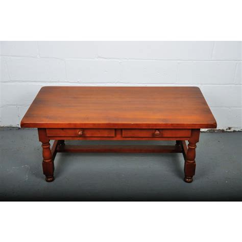 Antique French Country Style Cherry Wood Coffee Table With Two Drawers