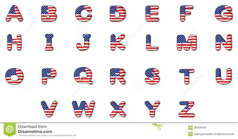 Letters Of The Alphabet With The American Flag Stock Vector