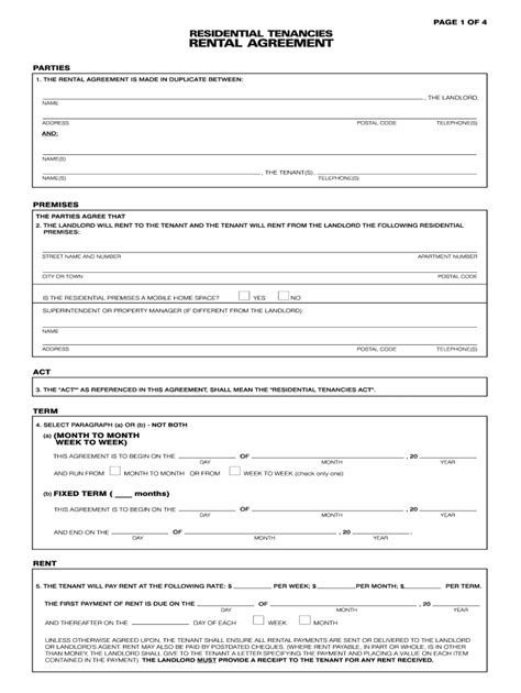 Rental Agreement Template Canada Fill Online Printable Fillable