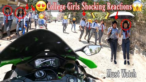 Cute College Girls Shocking Reactions And Zx10r Loud Exhaust In College