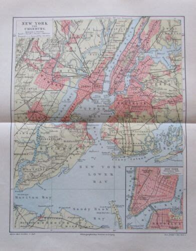 1897 New York And Surroundings Usa Old City Map Map Old City Map Ebay