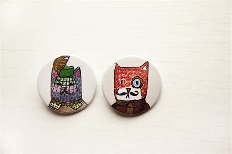 Mr And Mrs Cat Pin Badges Set Of 2 Unisex Accessories Buttons Etsy