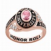 Ladies' Rose Gold Over Sterling Birthstone Traditional Class Ring ...