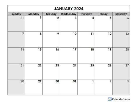 2024 Blank Monthly Calendar Free Printable Templates