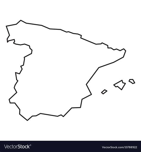 Black Contour Map Of Spain Royalty Free Vector Image
