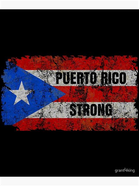 Distressed Puerto Rico Strong Puerto Rican Flag Print T Poster For