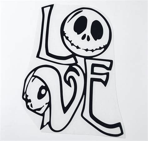Jack And Sally Love Inverted Black 7x5 Inch Vinyl Decal