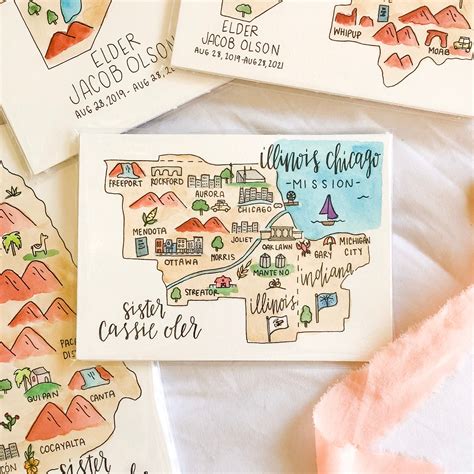 Watercolor Lds Mission Map Free Shipping Sister Missionary Etsy Uk