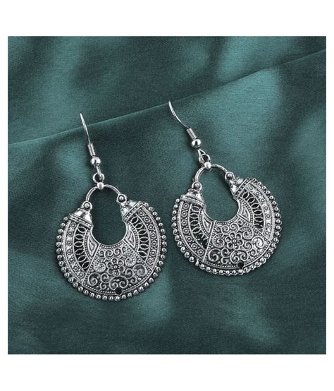 Silver Shine Shimmering Silver Chandbali Earrings For Women Buy