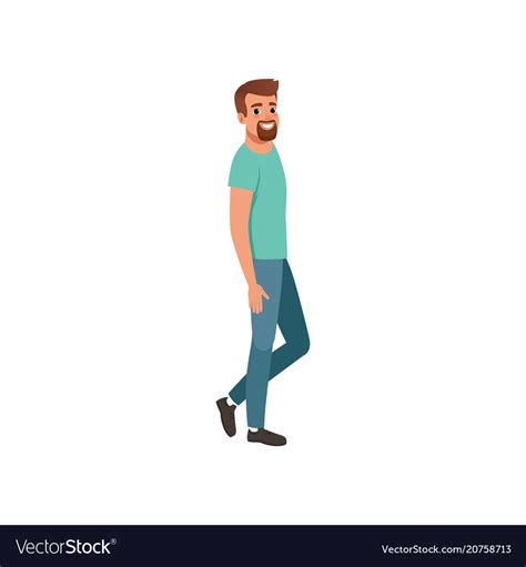 Young Bearded Man Standing Sideways Cartoon Vector Image