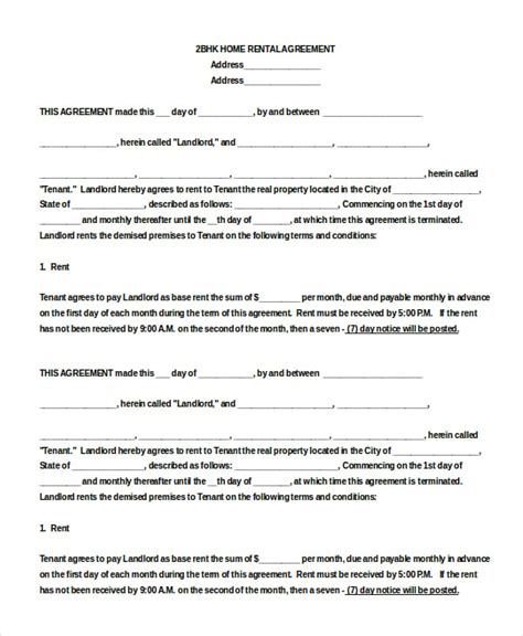 Printable Blank Rental Lease Agreement Form Printable Forms Free Online