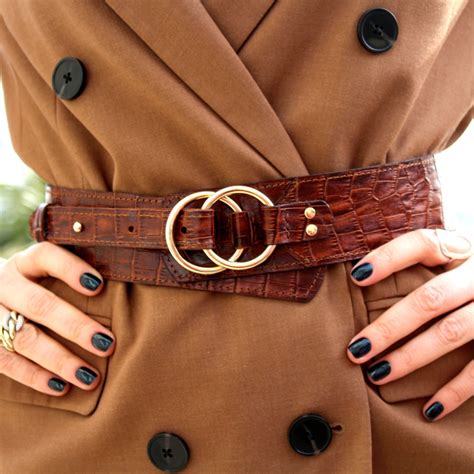 Brown Genuine Leather Waist Belt With Gold Or Silver Buckle For Women