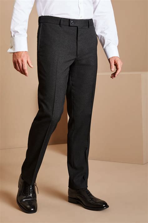 Contemporary Mens Flat Front Modern Fit Trousers Charcoal Business