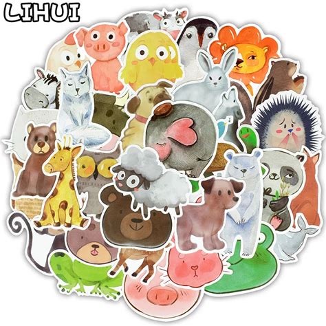 Cute Cartoon Animals Sticker 50 Pcs Stickers Kids 50 Pcs Cute Kids