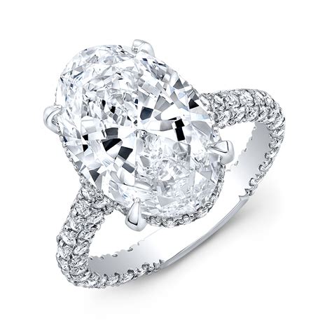 2ct oval cut natural diamond hidden halo 3 row micro pave diamond engagement ring gia