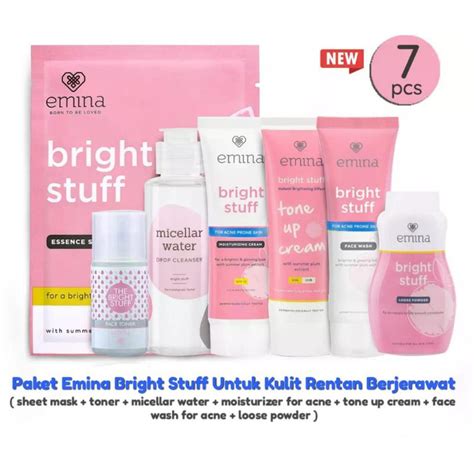 Jual Sepaket Emina Bright Stuff Acne Prone Skincare Untuk Mencerahkan