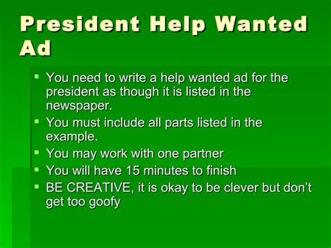 Help Wanted President Ppt
