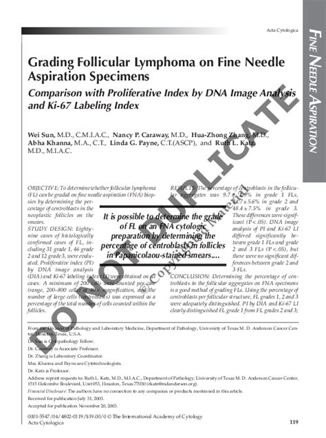 Pdf Grading Follicular Lymphoma On Fine Needle Aspiration Specimens