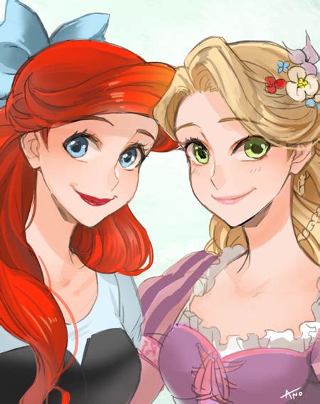 Rapunzel And Ariel Disney And 2 More Drawn By Anosbee Danbooru