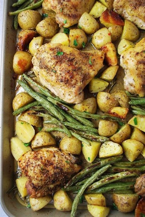 Herb Roasted Sheet Pan Chicken With Potatoes And Green Beans