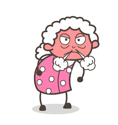 Cartoon Angry Granny Vector Character Stock Illustration Illustration