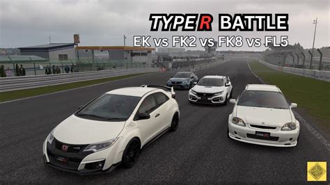 Honda Civic Type R Battle At Tsukuba Circuit Ek Vs Fk2 Vs Fk8 Vs Fl5