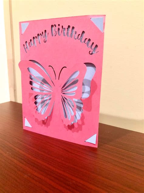 Pop up Butterfly Birthday Insert Card SVG Cricut silhouette | Etsy