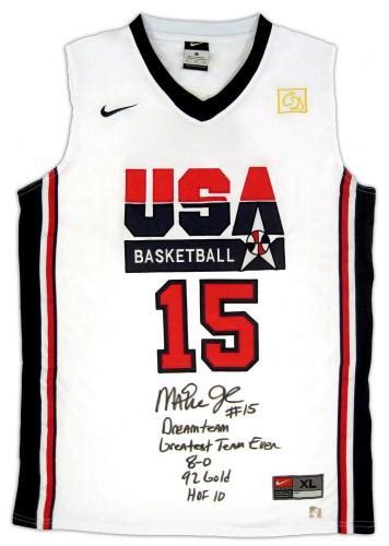 Magic Johnson Signed Jersey Official White Usa 5 Stat Dream Team