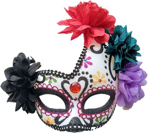 Biruil Womens Day Of The Dead Mask Sugar Skull Half Face