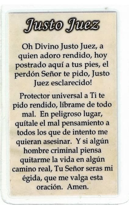 Laminated Prayer Card Justo Juez L3000029 Holy Cards