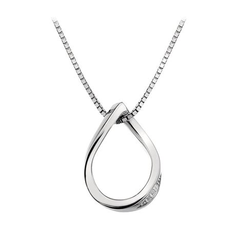 Hot Diamonds Necklace Sparkle Open Tear Drop Silver Hot Diamonds