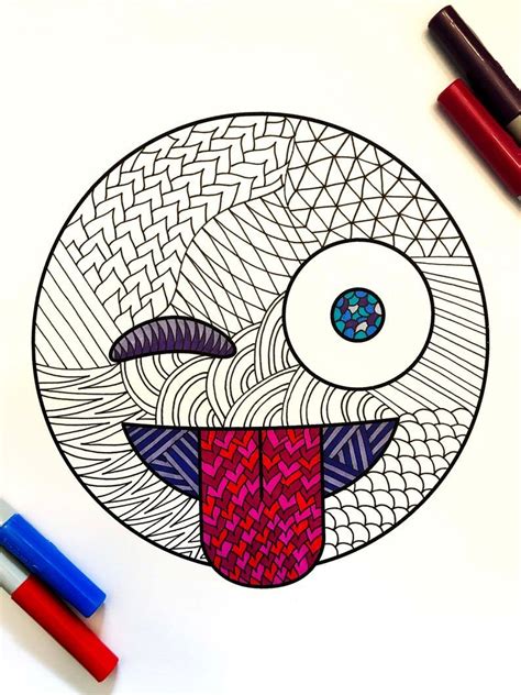 Check spelling or type a new query. Tongue-Out and Winking Emoji - PDF Zentangle Coloring Page | Emoji art, Emoji drawings, Winking ...