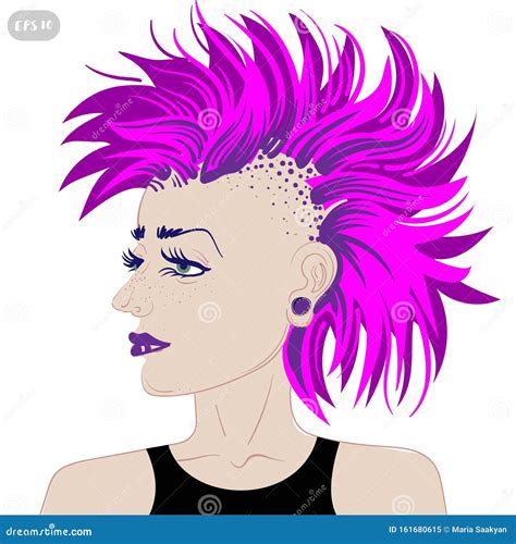 Woman Punk With Multi Colored Hair Subculture Style Avatar Vector