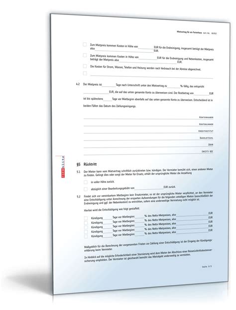 Der mietvertrag ist die verbindliche einigung zwischen mieter und vermieter. Standard Mietvertrag Wohnung Word