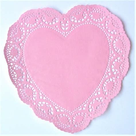 16 Pink Heart Shaped Paper Doilies 10 Inch Size Etsy