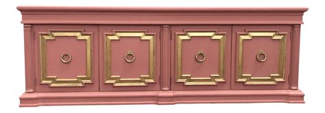Hollywood Regency Style Pink And Gold Mid Century Credenza Chairish