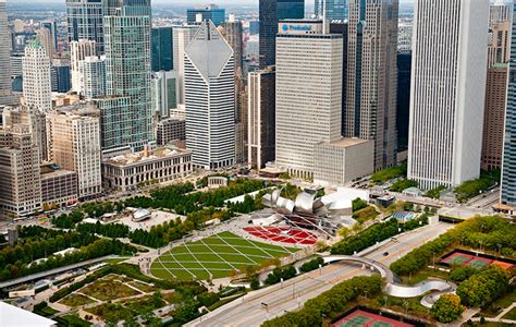 Aerial View Of Millennium Park On The Northern Side Of Grant Park In