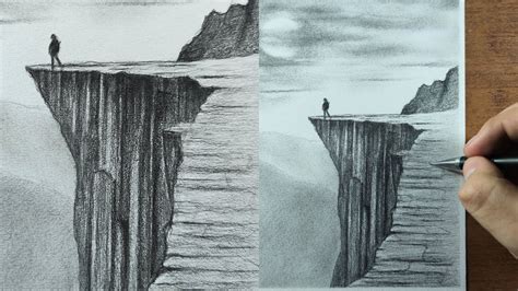 But that's not as complicated as painting. How to Draw CLIFFS with Pencil Step by Step (Landscape ...