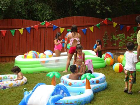 Pool Party Birthday Party Ideas Photo 27 Of 34 Backyard Birthday